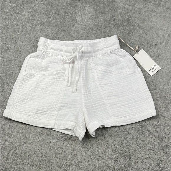 MATE the Label Pants - MATE The Label XS 100% Organic Gauze Short‎ Women's White Shorts